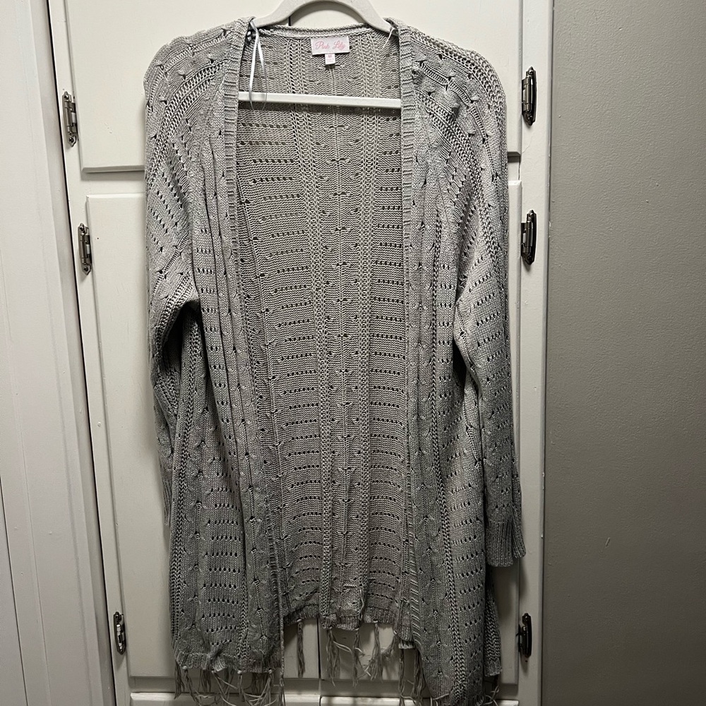 Pink Lily Gray Duster Cardigan